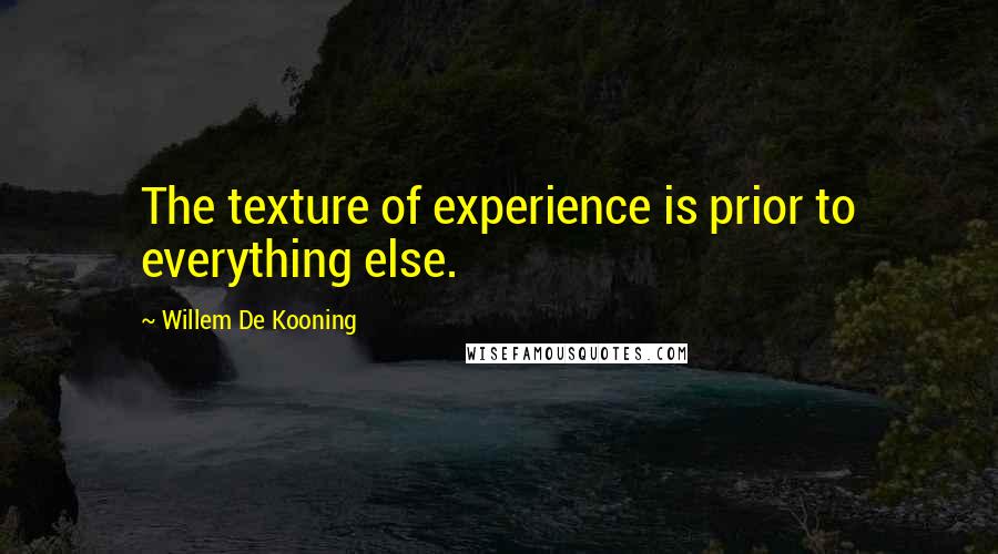 Willem De Kooning Quotes: The texture of experience is prior to everything else.