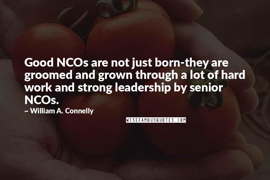 William A. Connelly Quotes: Good NCOs are not just born-they are groomed and grown through a lot of hard work and strong leadership by senior NCOs.