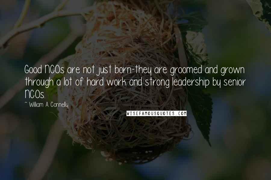 William A. Connelly Quotes: Good NCOs are not just born-they are groomed and grown through a lot of hard work and strong leadership by senior NCOs.