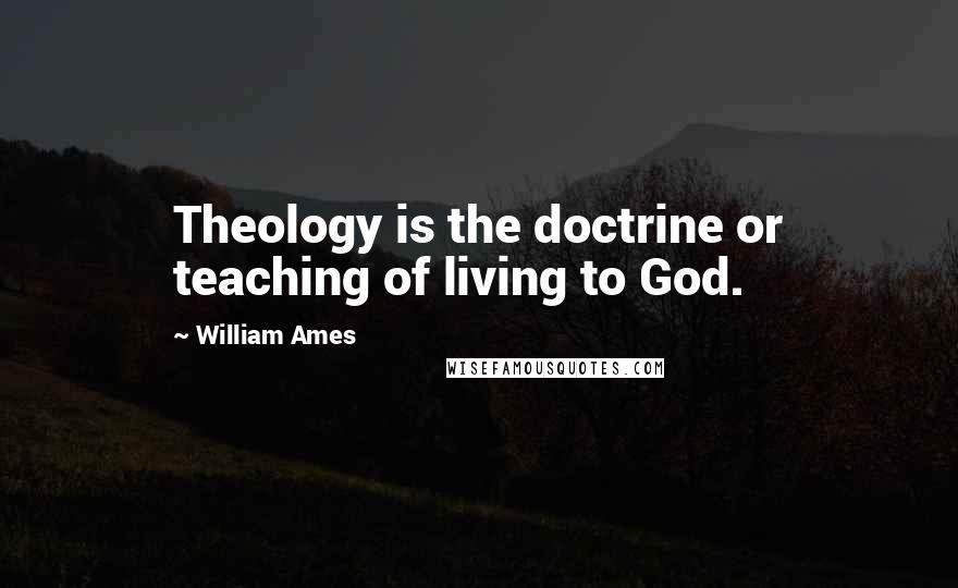 William Ames Quotes: Theology is the doctrine or teaching of living to God.