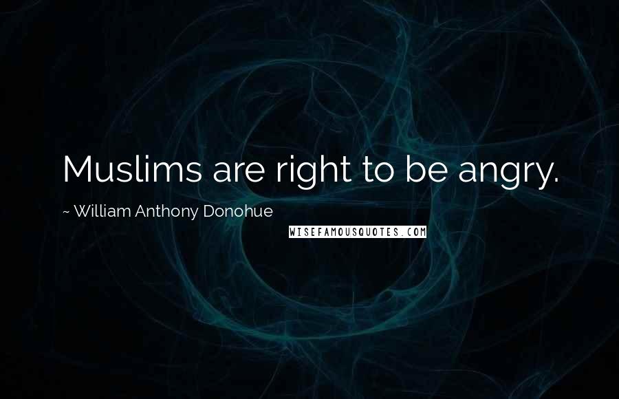 William Anthony Donohue Quotes: Muslims are right to be angry.