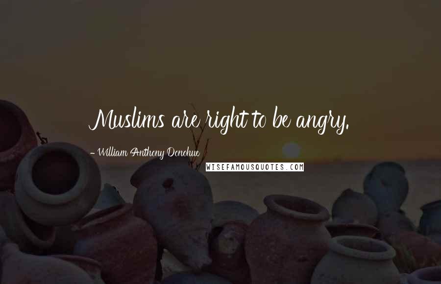 William Anthony Donohue Quotes: Muslims are right to be angry.