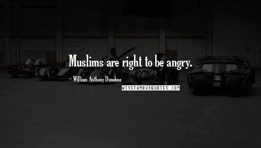 William Anthony Donohue Quotes: Muslims are right to be angry.