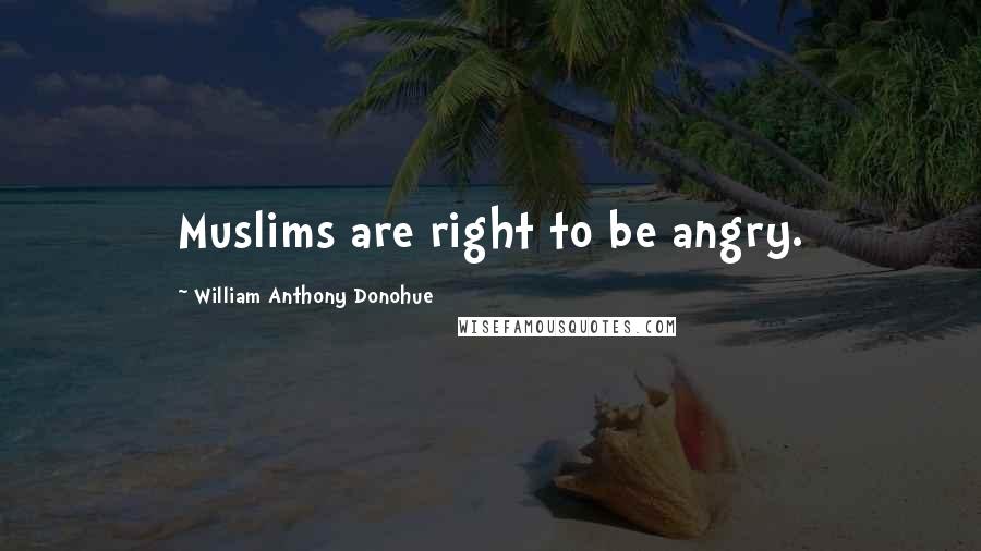 William Anthony Donohue Quotes: Muslims are right to be angry.