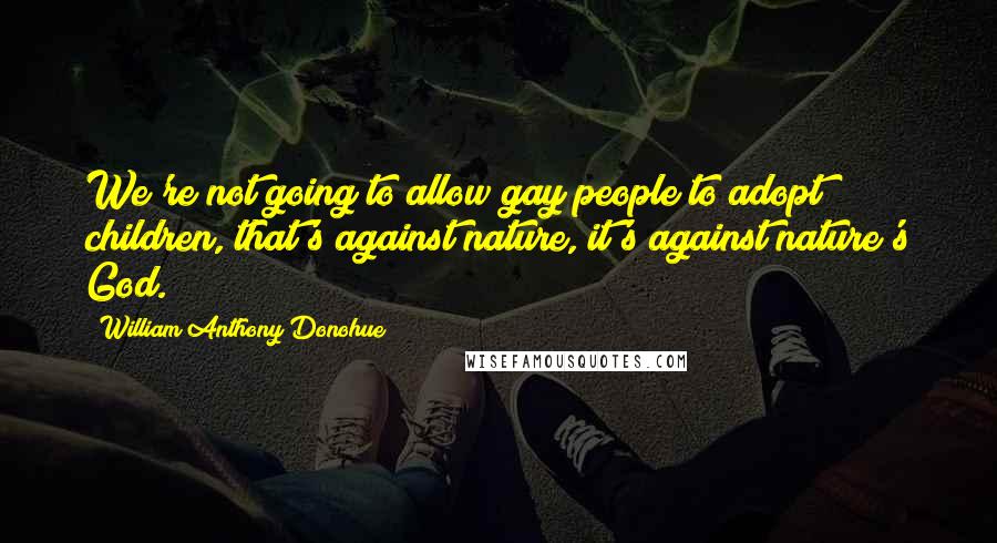 William Anthony Donohue Quotes: We're not going to allow gay people to adopt children, that's against nature, it's against nature's God.