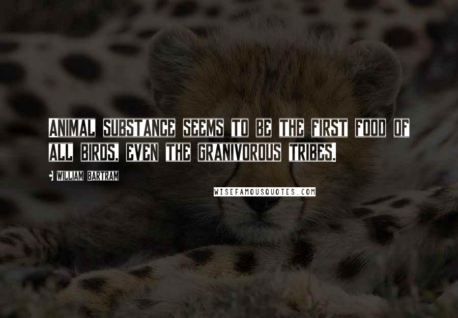 William Bartram Quotes: Animal substance seems to be the first food of all birds, even the granivorous tribes.