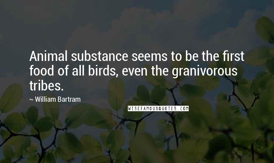 William Bartram Quotes: Animal substance seems to be the first food of all birds, even the granivorous tribes.