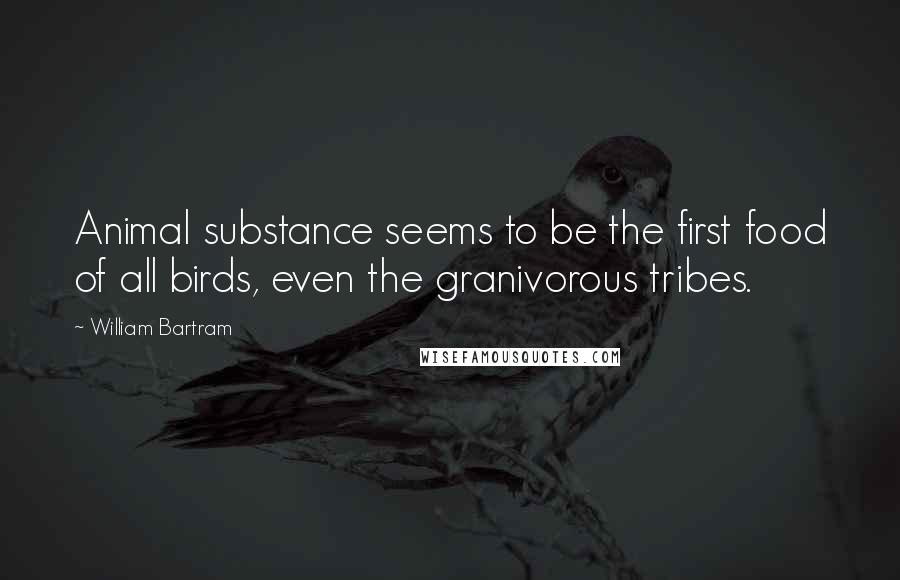 William Bartram Quotes: Animal substance seems to be the first food of all birds, even the granivorous tribes.