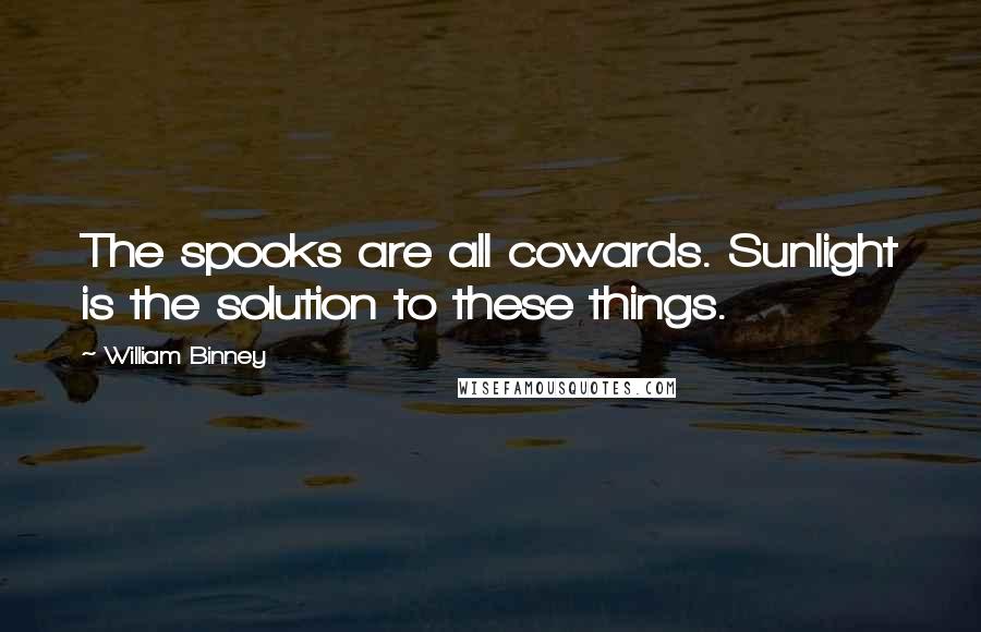 William Binney Quotes: The spooks are all cowards. Sunlight is the solution to these things.