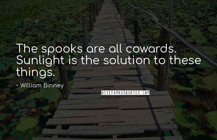 William Binney Quotes: The spooks are all cowards. Sunlight is the solution to these things.