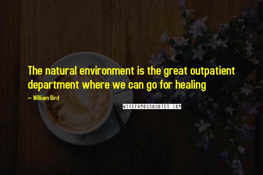 William Bird Quotes: The natural environment is the great outpatient department where we can go for healing
