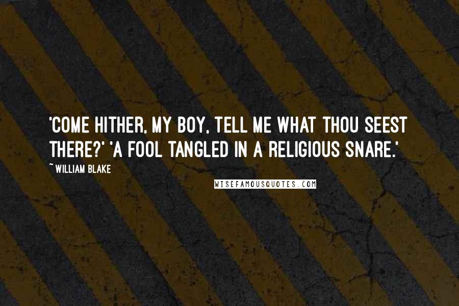William Blake Quotes: 'Come hither, my boy, tell me what thou seest there?' 'A fool tangled in a religious snare.'