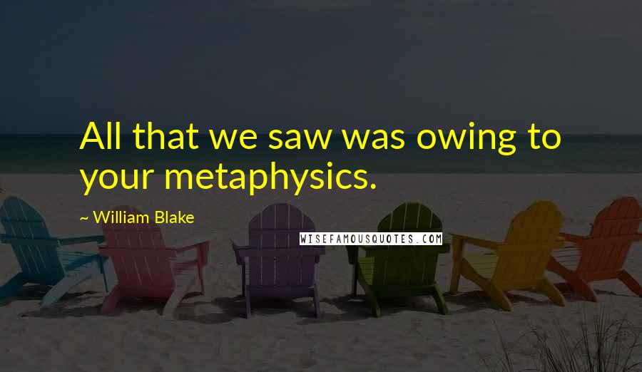 William Blake Quotes: All that we saw was owing to your metaphysics.