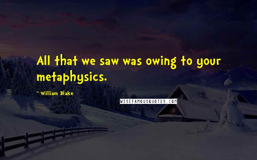 William Blake Quotes: All that we saw was owing to your metaphysics.