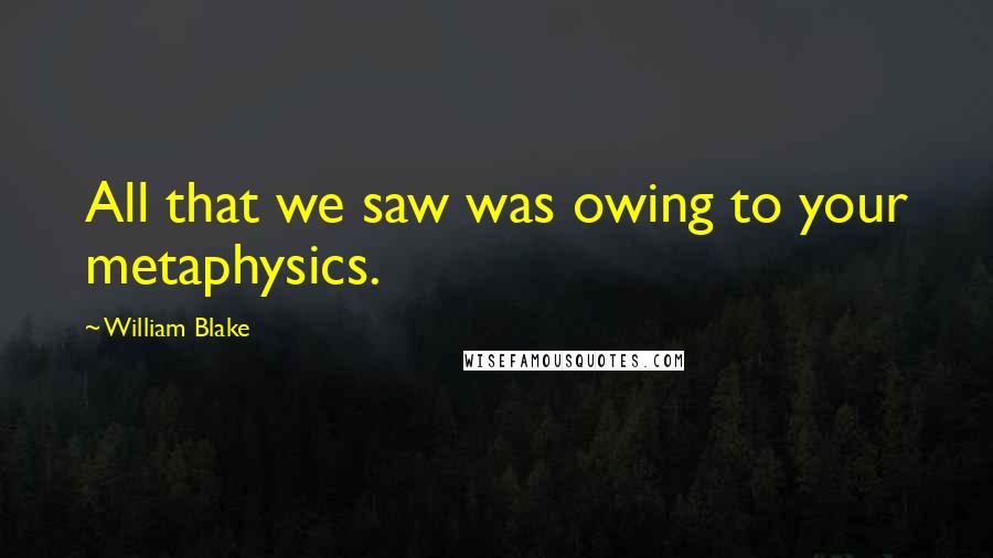 William Blake Quotes: All that we saw was owing to your metaphysics.