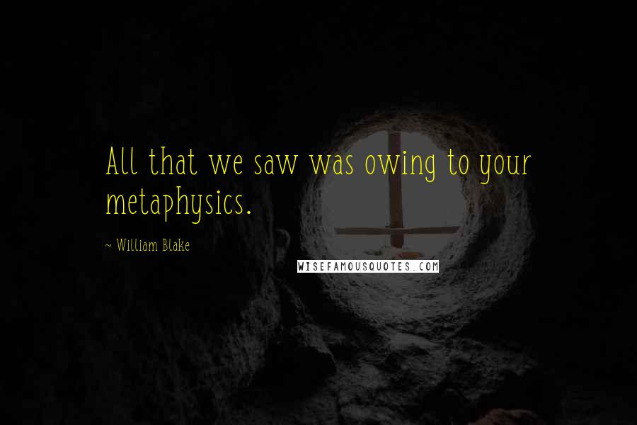 William Blake Quotes: All that we saw was owing to your metaphysics.