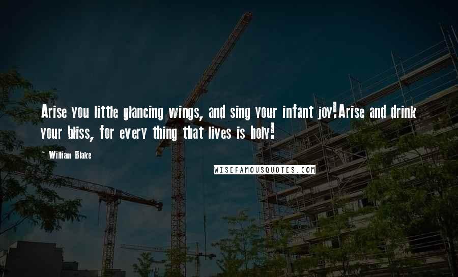 William Blake Quotes: Arise you little glancing wings, and sing your infant joy!Arise and drink your bliss, for every thing that lives is holy!