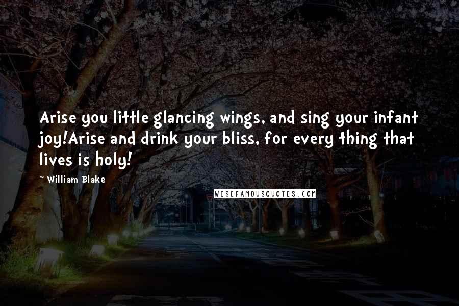 William Blake Quotes: Arise you little glancing wings, and sing your infant joy!Arise and drink your bliss, for every thing that lives is holy!