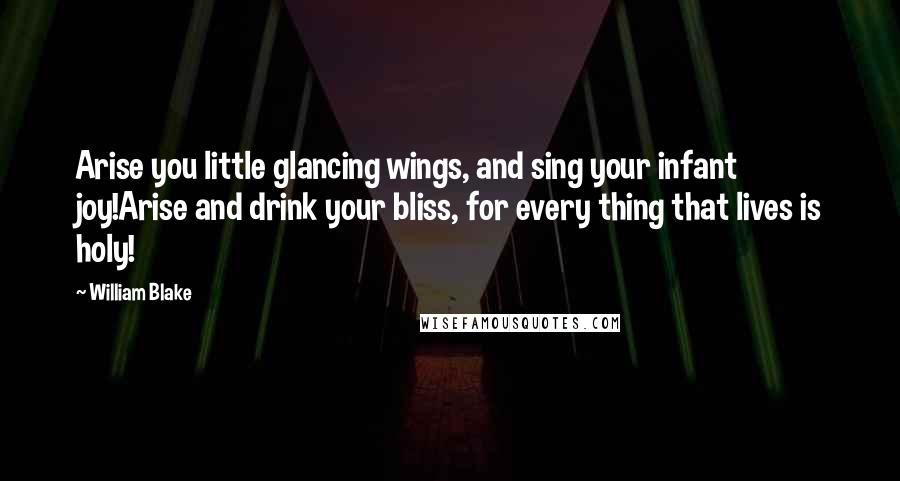 William Blake Quotes: Arise you little glancing wings, and sing your infant joy!Arise and drink your bliss, for every thing that lives is holy!
