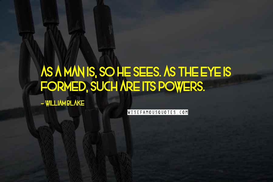 William Blake Quotes: As a man is, so he sees. As the eye is formed, such are its powers.