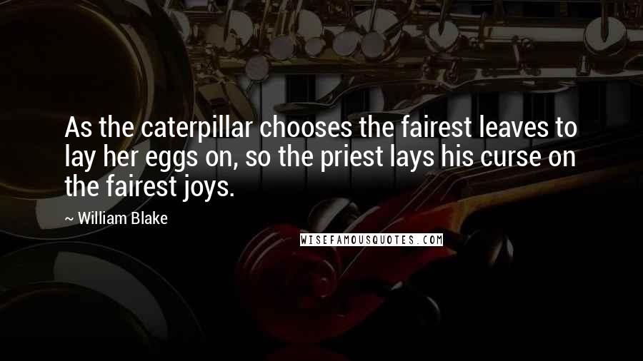 William Blake Quotes: As the caterpillar chooses the fairest leaves to lay her eggs on, so the priest lays his curse on the fairest joys.