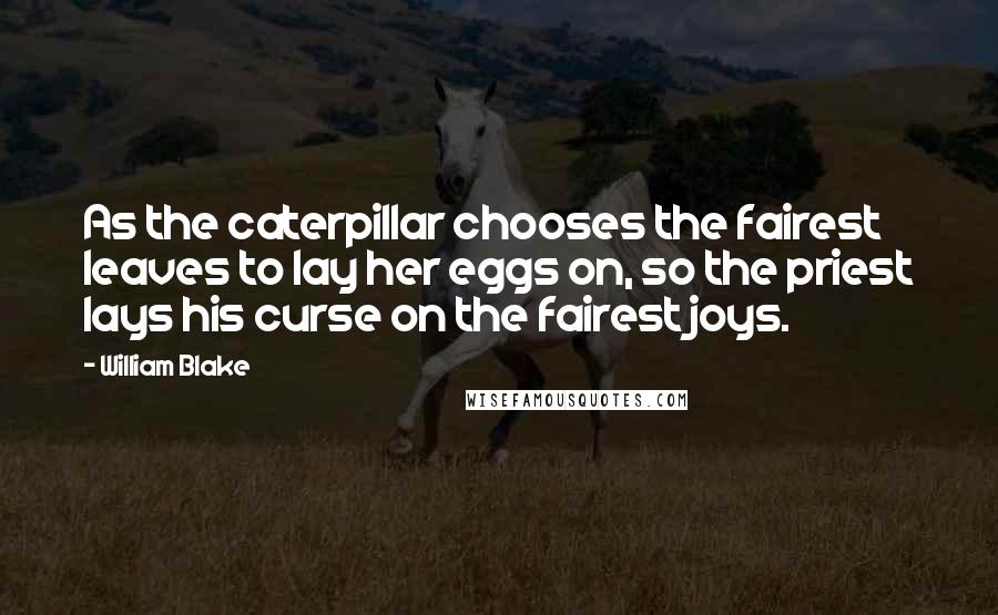 William Blake Quotes: As the caterpillar chooses the fairest leaves to lay her eggs on, so the priest lays his curse on the fairest joys.