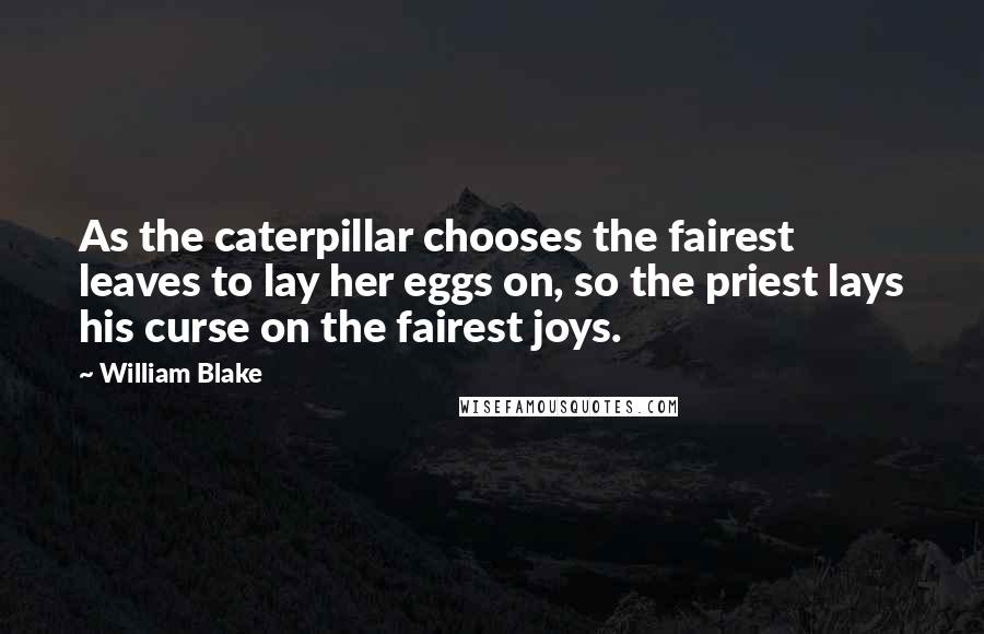William Blake Quotes: As the caterpillar chooses the fairest leaves to lay her eggs on, so the priest lays his curse on the fairest joys.