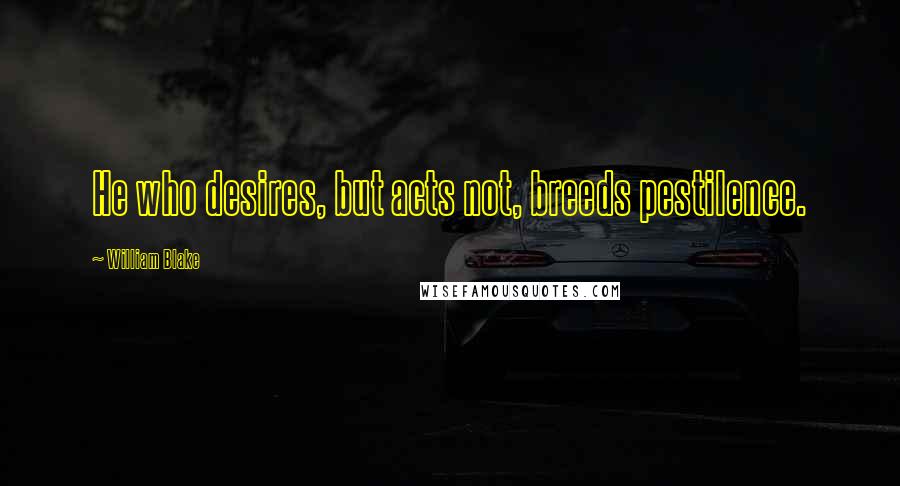 William Blake Quotes: He who desires, but acts not, breeds pestilence.