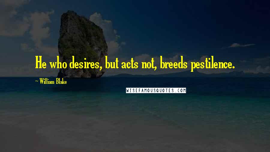 William Blake Quotes: He who desires, but acts not, breeds pestilence.