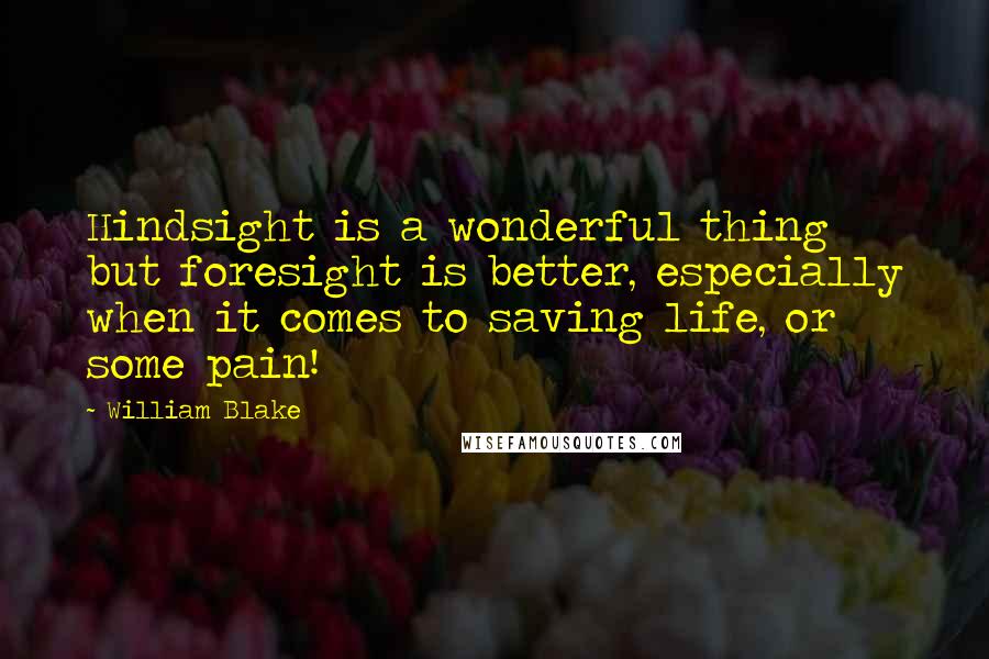 William Blake Quotes: Hindsight is a wonderful thing but foresight is better, especially when it comes to saving life, or some pain!