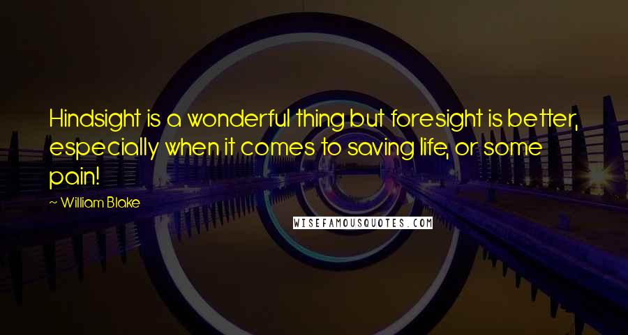 William Blake Quotes: Hindsight is a wonderful thing but foresight is better, especially when it comes to saving life, or some pain!