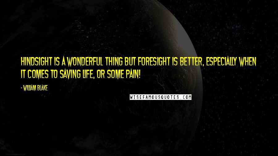 William Blake Quotes: Hindsight is a wonderful thing but foresight is better, especially when it comes to saving life, or some pain!