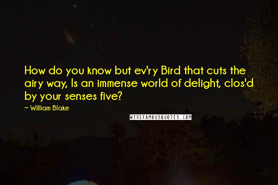 William Blake Quotes: How do you know but ev'ry Bird that cuts the airy way, Is an immense world of delight, clos'd by your senses five?