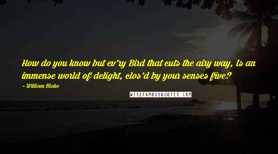 William Blake Quotes: How do you know but ev'ry Bird that cuts the airy way, Is an immense world of delight, clos'd by your senses five?