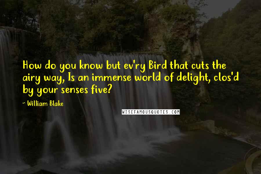 William Blake Quotes: How do you know but ev'ry Bird that cuts the airy way, Is an immense world of delight, clos'd by your senses five?