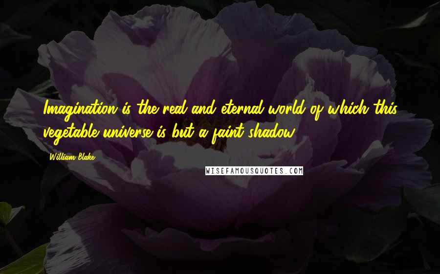 William Blake Quotes: Imagination is the real and eternal world of which this vegetable universe is but a faint shadow.