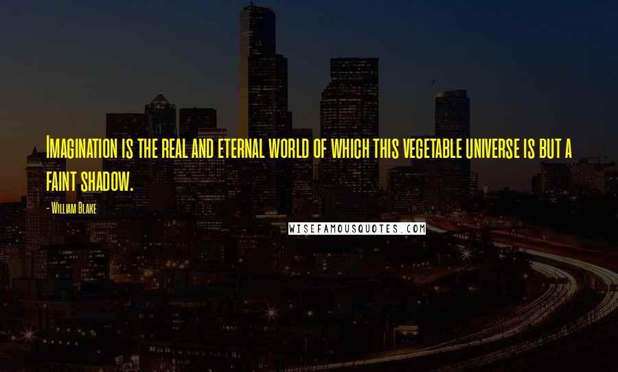 William Blake Quotes: Imagination is the real and eternal world of which this vegetable universe is but a faint shadow.