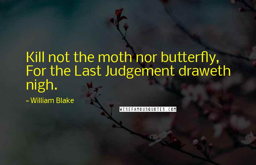 William Blake Quotes: Kill not the moth nor butterfly, For the Last Judgement draweth nigh.