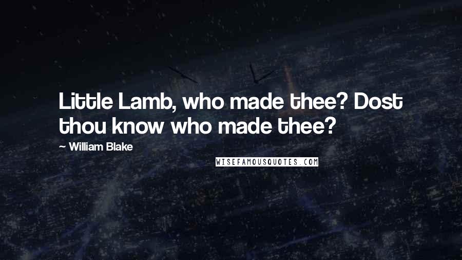 William Blake Quotes: Little Lamb, who made thee? Dost thou know who made thee?