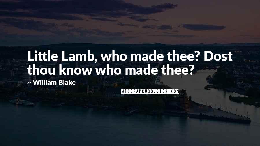 William Blake Quotes: Little Lamb, who made thee? Dost thou know who made thee?