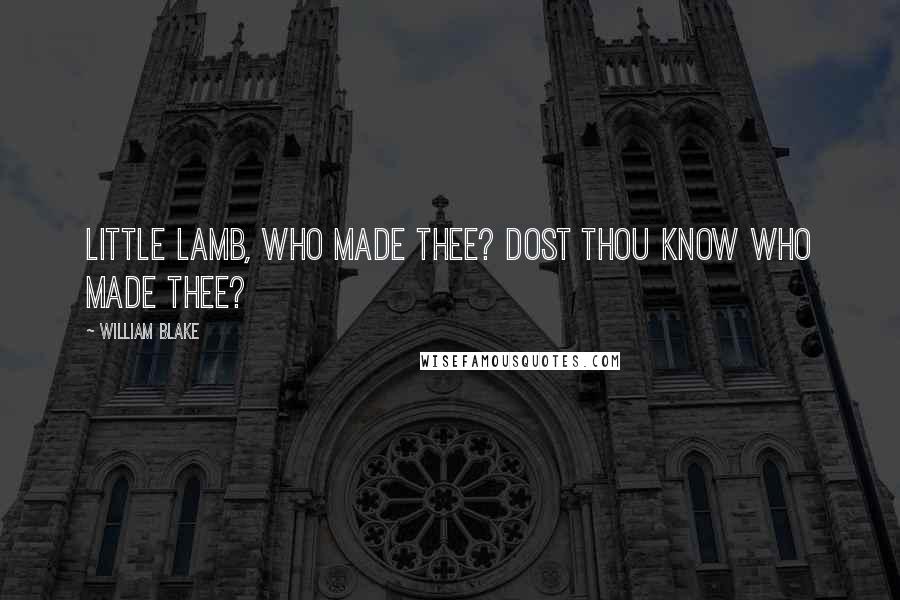 William Blake Quotes: Little Lamb, who made thee? Dost thou know who made thee?
