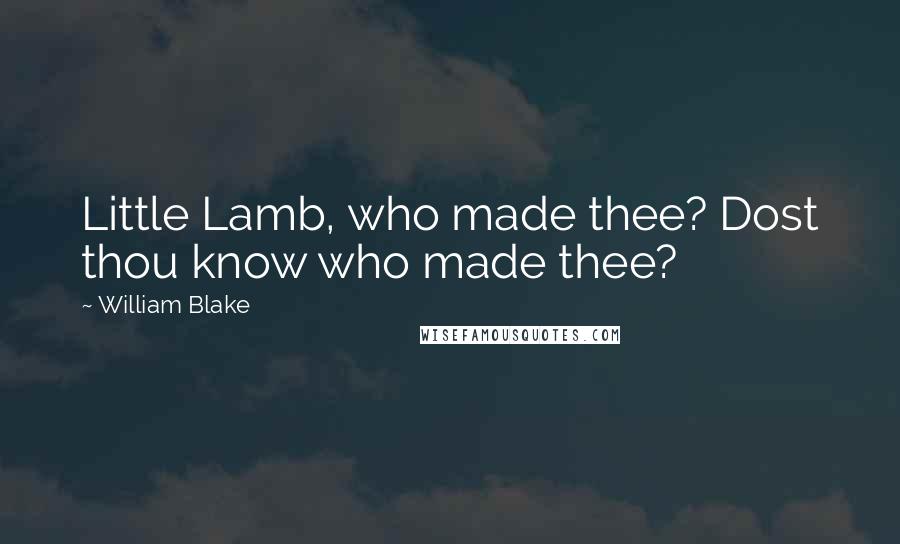 William Blake Quotes: Little Lamb, who made thee? Dost thou know who made thee?