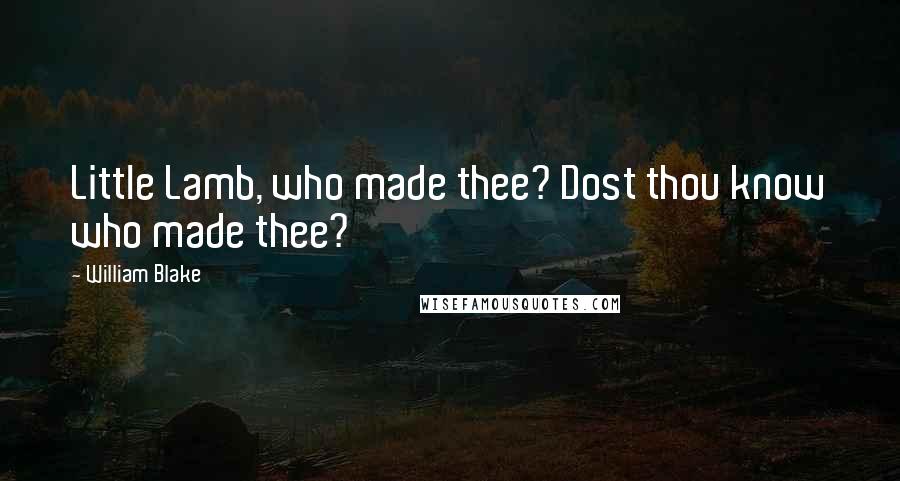 William Blake Quotes: Little Lamb, who made thee? Dost thou know who made thee?