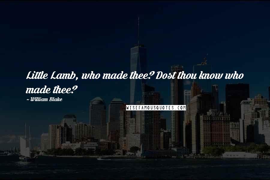 William Blake Quotes: Little Lamb, who made thee? Dost thou know who made thee?
