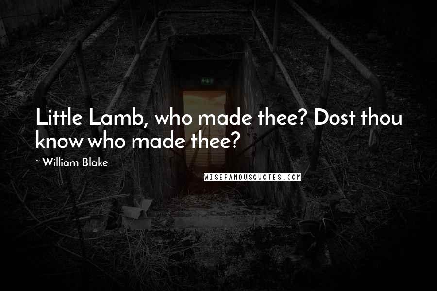 William Blake Quotes: Little Lamb, who made thee? Dost thou know who made thee?