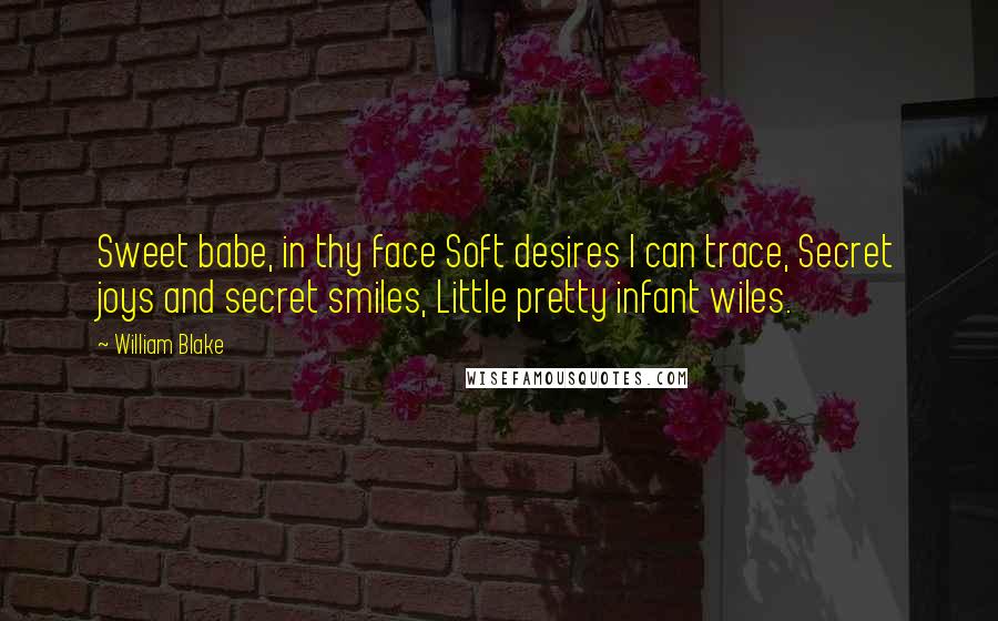 William Blake Quotes: Sweet babe, in thy face Soft desires I can trace, Secret joys and secret smiles, Little pretty infant wiles.