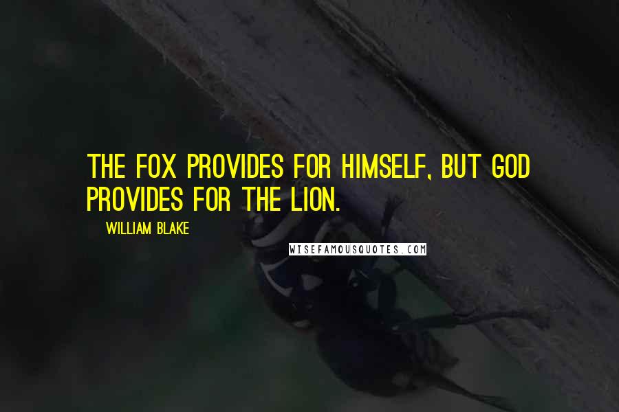 William Blake Quotes: The fox provides for himself, but God provides for the lion.