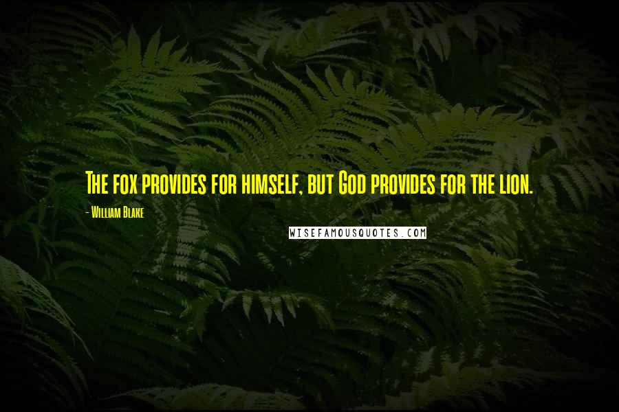 William Blake Quotes: The fox provides for himself, but God provides for the lion.