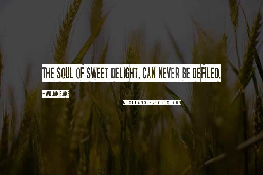 William Blake Quotes: The soul of sweet delight, can never be defiled.