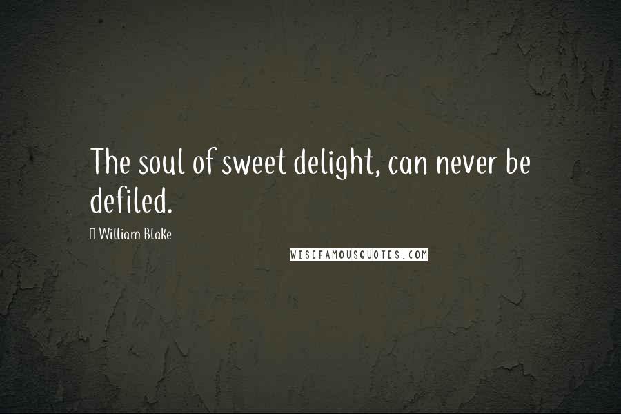 William Blake Quotes: The soul of sweet delight, can never be defiled.